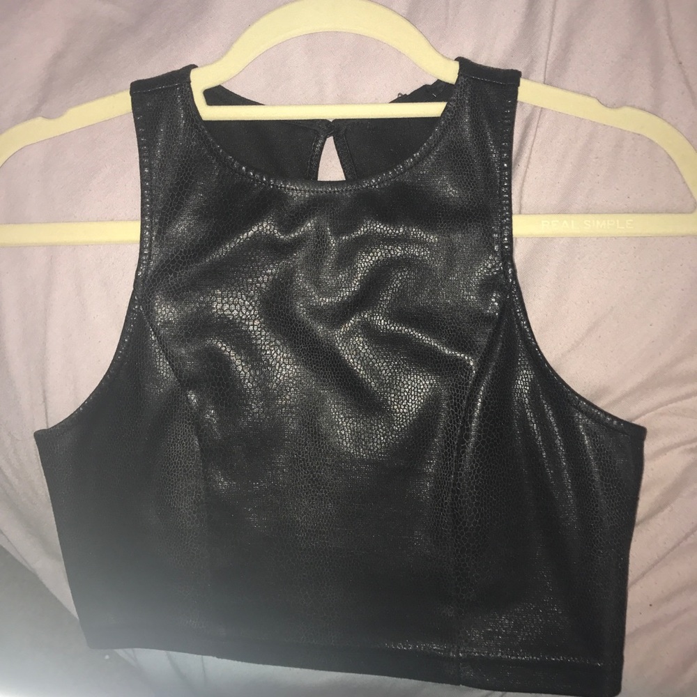 Black leather croptop